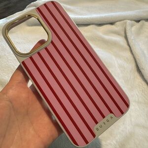 Burga Elite Pink/Red Striped Protective iPhone 15 Pro Max Case